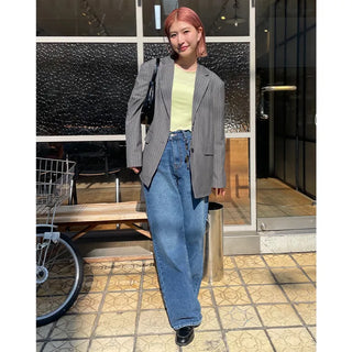 Striped Shoulder Pad Oversized Jacket