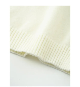 High-neck short-sleeved knit t-shirt