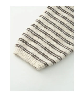 Striped round neck knit faux shawl set
