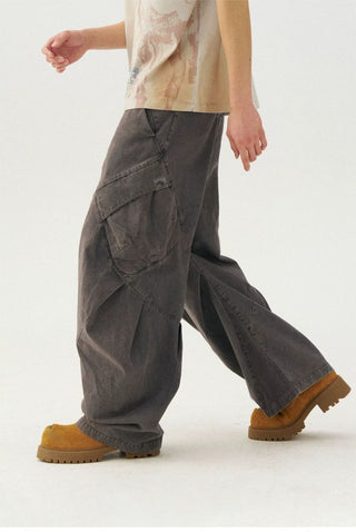 [Monterest] Washed Cotton Pleated Wide Leg Pants