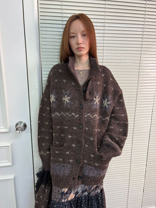 [NeverSeez] Fair Isle Wool Blend Cardigan