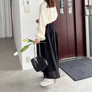 Shirred long skirt