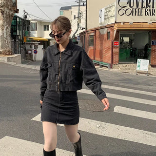 denim mini skirt