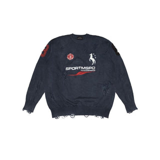 [MASONPRINCE] Distressed Boxy Crewneck Sweater