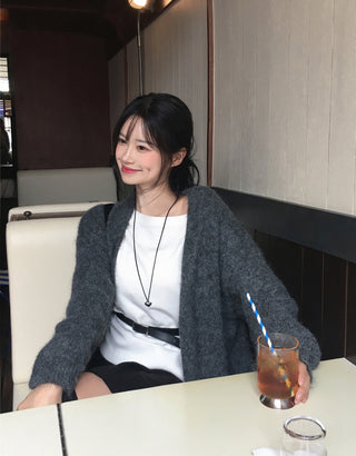 Angora V-neck cardigan