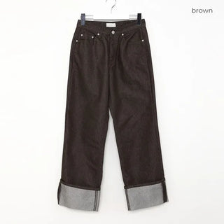 Roll-up low-rise denim pants
