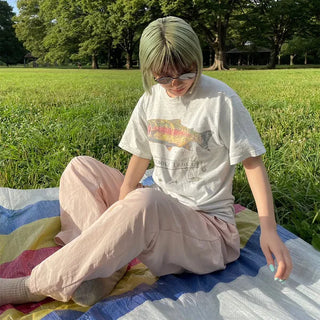 Summer nylon elastic waist pants