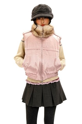 [Moromoro2] Fur Collar Aviator Vest &  Jacket