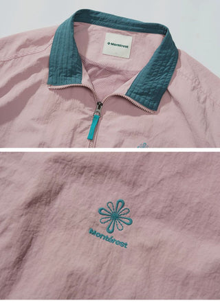 [Monterest] Water-Resistant Contrast Collar Zip Jacket