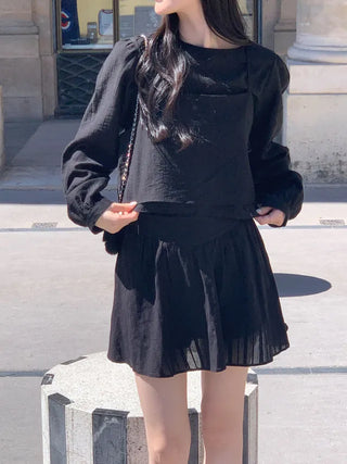Elastic shirred mini skirt