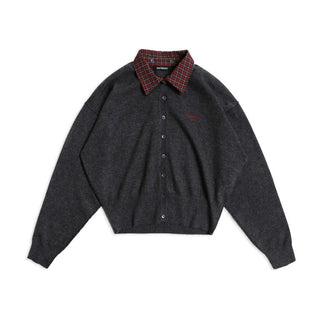 [Moromoro2] Detachable Plaid Collar Sweater  Cardigan