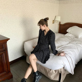 Polka Dot Wrap Mini Dress