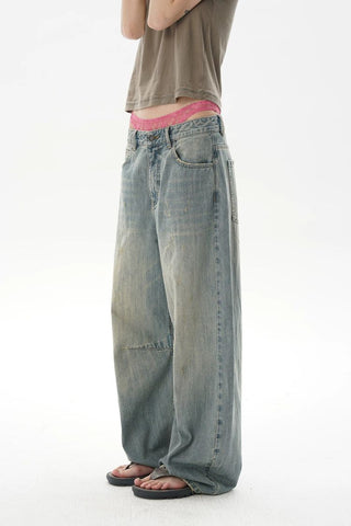 [MASONPRINCE] Washed Slub Denim Wide Leg Pants