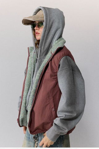 [Monterest] Reversible Fleece Stand Collar Vest