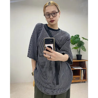 Striped oversized short-sleeved T-shirt