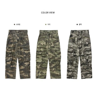 Military Camo Cargo Semi-Wide Pants - 3 Colors