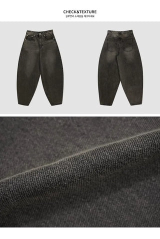 Balloon fit Faded low-rise wide denim pt - 3 colors