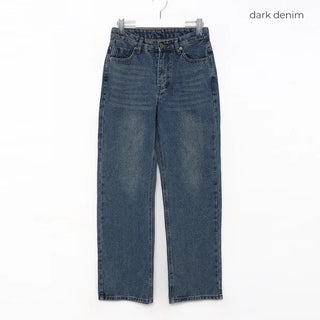 Brushed wide denim pants