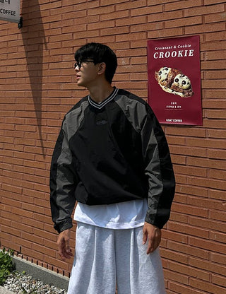 TED Nylon V-Neck Sweatshirt (2 colors)