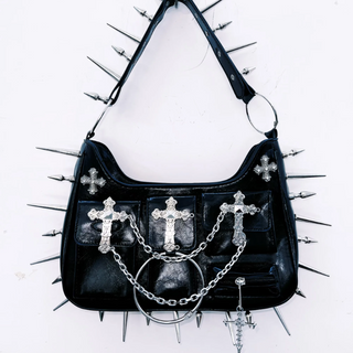 Rivet o ring metal chain handbag  | Festival Outfits Women