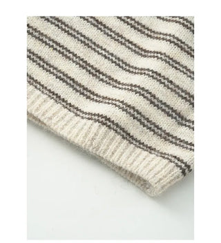 Striped round neck knit faux shawl set