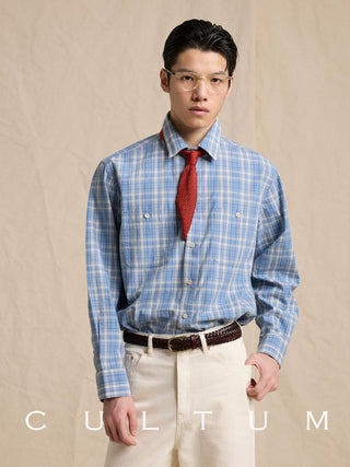 [CULTUM] Cotton Plaid Work Shirt with Pockets