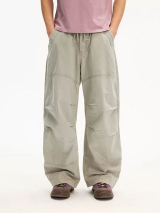 [Monterest] Washed Pleated Wide Leg Parachute Pants