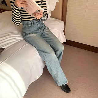 Washed denim pants