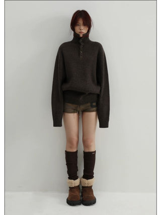 MASONPRINCE Stand Collar Knit Sweater