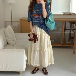(3 colors) Can-can frill long skirt