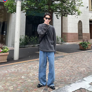 Side-colored denim pants