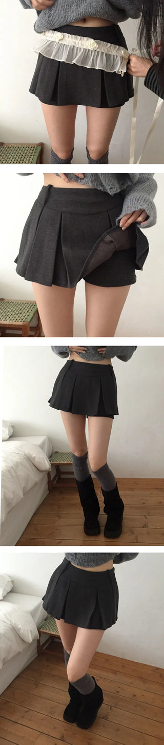 TOP Wool Pleated Skirt Pants - 2 colors