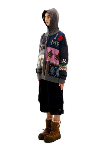 [Moromoro] Multi Pattern Patchwork Knit Set