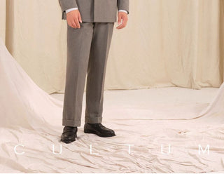 [CULTUM] Herringbone Peak Lapel Double Breasted Suit