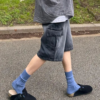 Pocket denim shorts