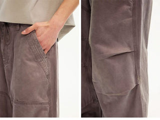 [Monterest] Washed Pleated Wide Leg Parachute Pants
