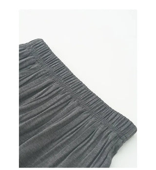 Elastic waist pleated long skirt
