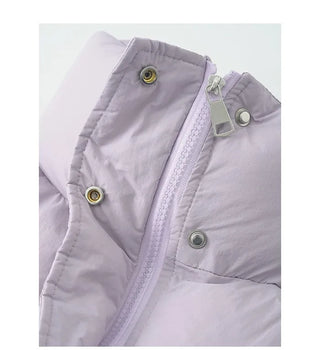 Cotton short down jacket with elastic waistband