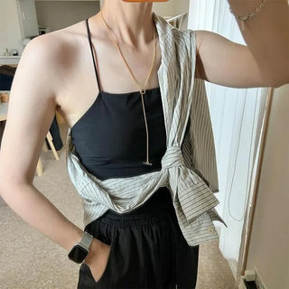 Long chain buckle necklace