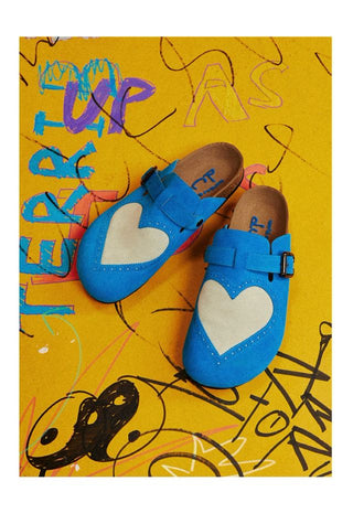 CONP Heart Closed Toe Slides (Blue)