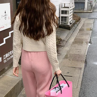 Cable crop cardigan