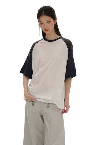 [moromoro2] Ultra Thin Contrast Raglan Sleeve  T-Shirt