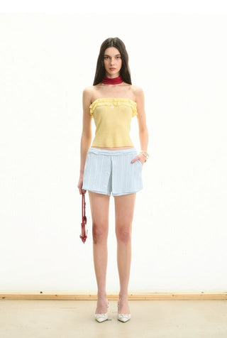 [NOTAWEAR] Fake two-piece textured skirt