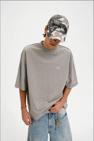 [MASONPRINCE] Washed Cotton Knit Tee with Label