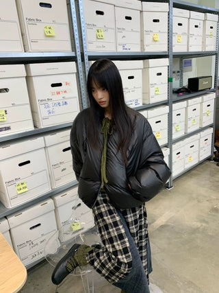 [NEVERSEEZ] Cropped Puffer Down Jacket