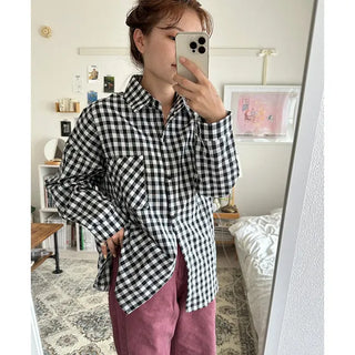 Loose check shirt