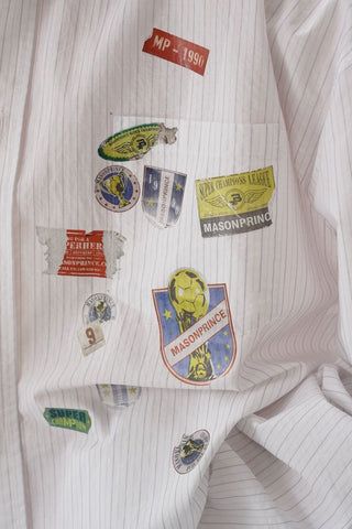 [MASONPRINCE] Cotton Striped Shirt with Sticker Print