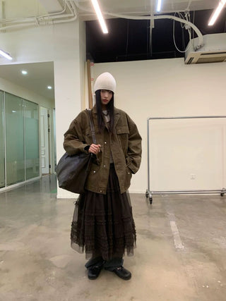 [NeverSeez] Pleated Layered Mesh Cami Dress