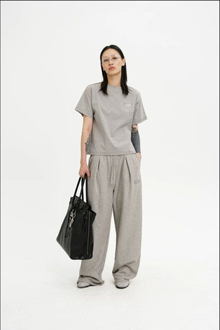 [MASONPRINCE] Cotton Pleated Wide Leg Sweatpants