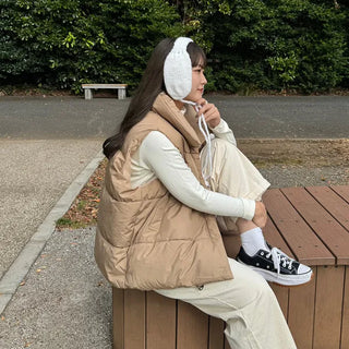 High-neck oversized down vest